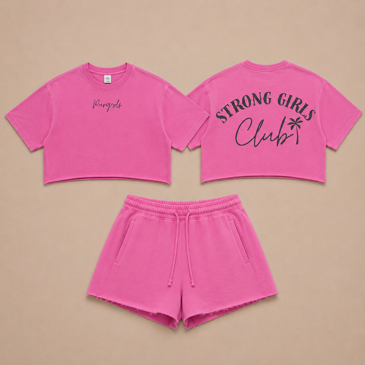 Strong Girls Club — The Cursive Lounge Set (Pink)