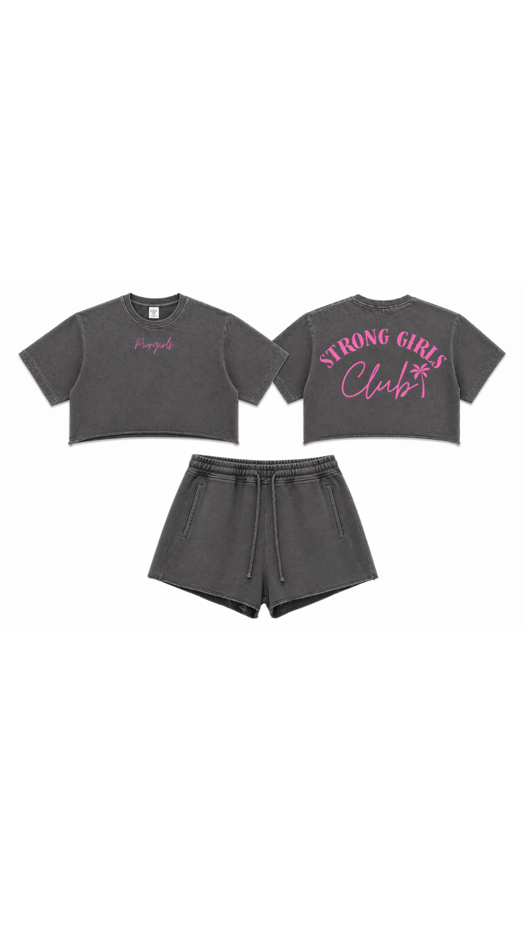 Strong Girls Club — The Cursive Crop Top (Grey)
