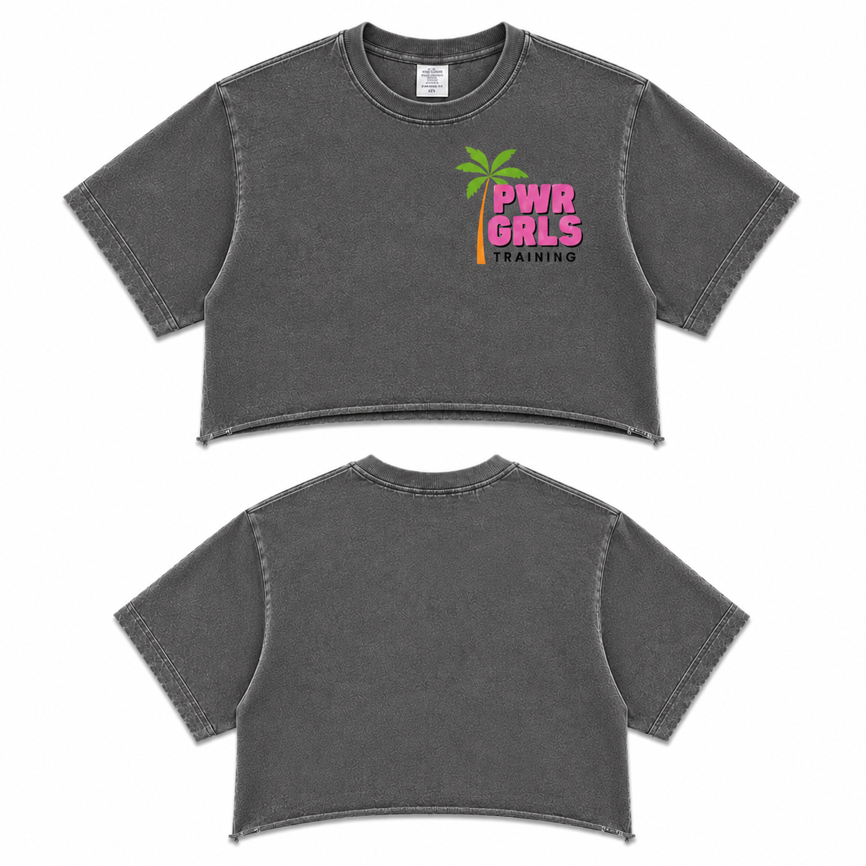 PWRGRLS Essentials — The Logo Crop Top (Grey)